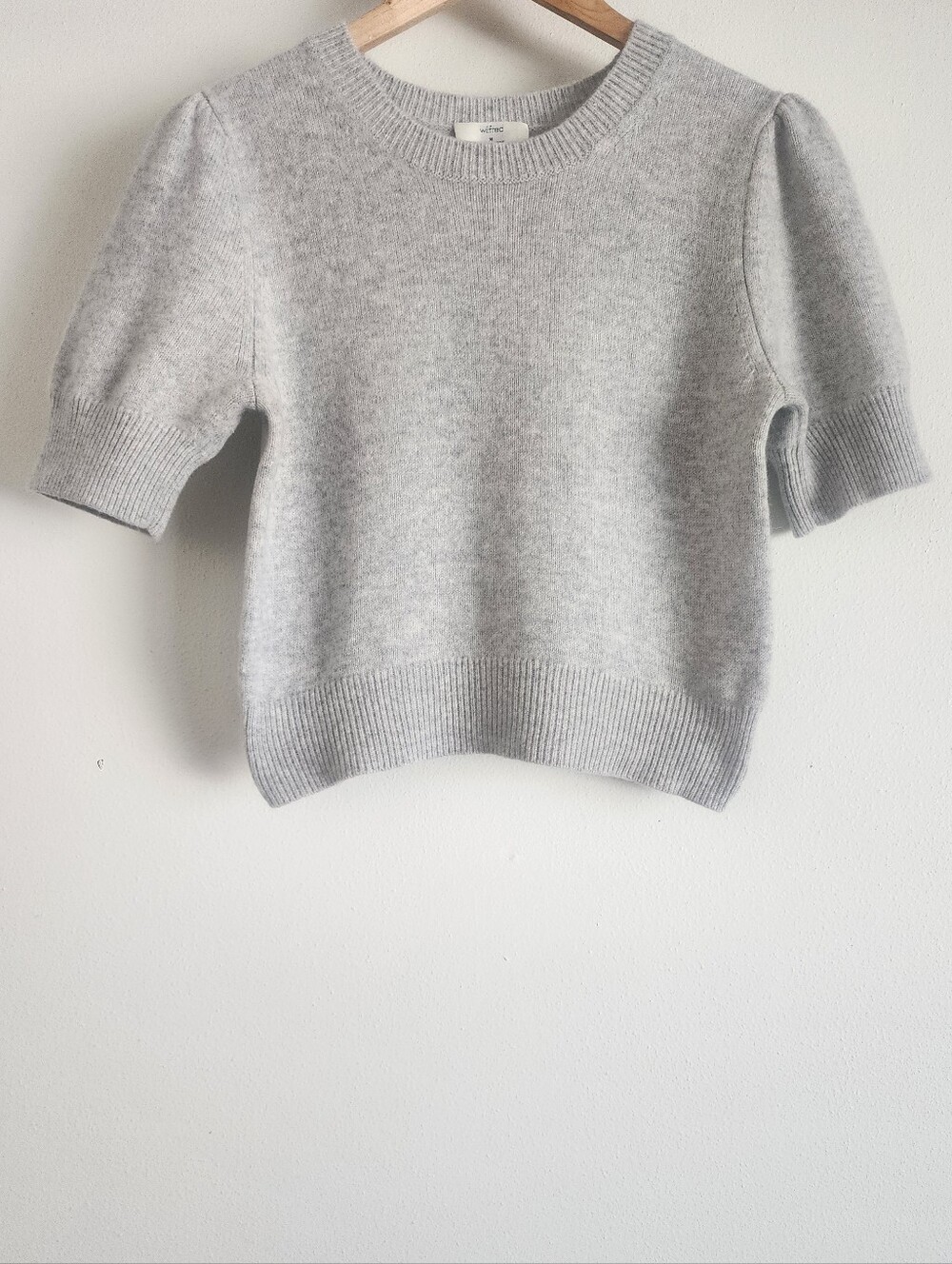 Wilfred Aritzia Cherub Gray Wool Cashmere Short Sleeve Knit Top Size M - Picture 2 of 15